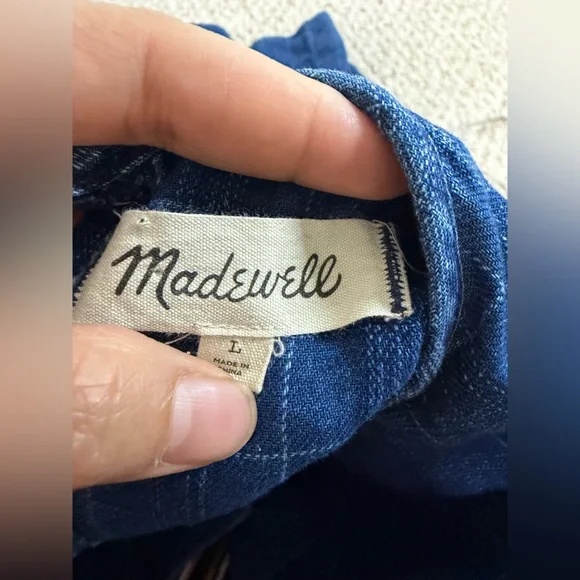 Windowpane Denim Mini Dress in Lunar Wash size Large - Picture 2 of 9